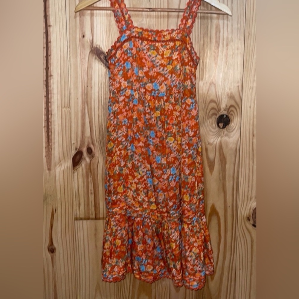 Roller rabbit girls Orange Floral Maxi Dress size 10